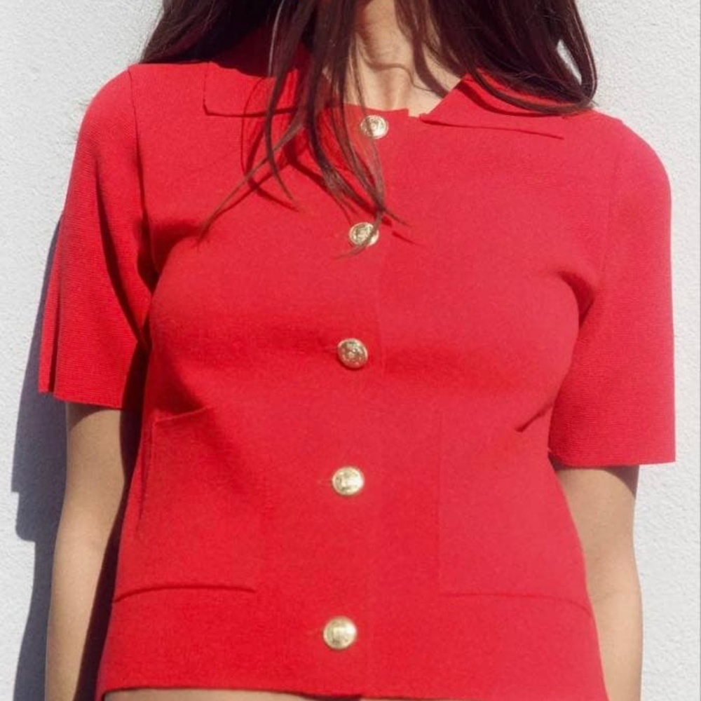 ZARA KNIT CARDIGAN WITH A COLLAR - Picture 2 of 6